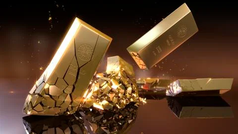 Gold bars falling down Stock Illustration
