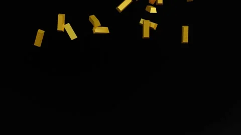 Gold Bars Falling In Slow Motion, Black Background Stock Footage 232386210