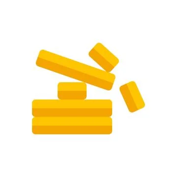 Gold bars falling tower illustrating financial crisis and instability Stock Illustration
