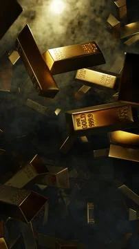 Gold Bars Floating In The Air Stock Illustration