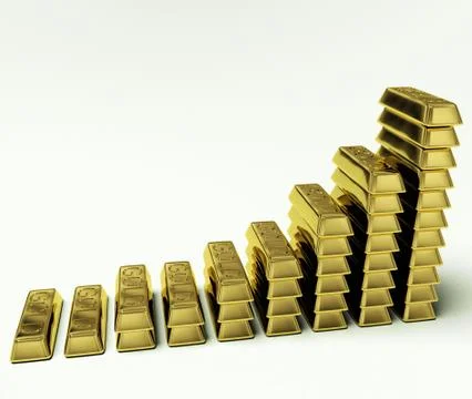 Gold bars graph as symbol for increasing wealth or treasure Stockillustratie