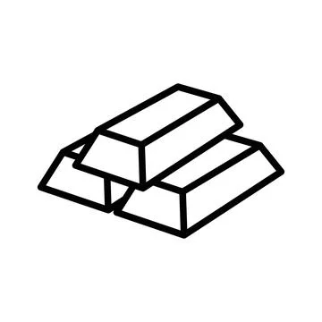 Gold bars icon linear logo mark in black and white Stock Illustration