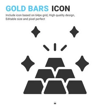 Gold bars icon vector with glyph style isolated on white background Stock Illustration
