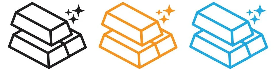 Gold bars icon vector logo set collection for web app ui 스톡 일러스트