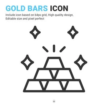 Gold bars icon vector with outline style isolated on white background イラスト素材