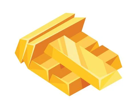 Gold bars icon for web, games, applications in cartoon style. Financial concept Stock Illustration