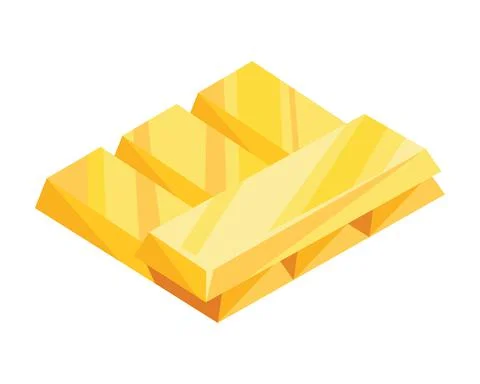 Gold bars icon for web, games, applications in cartoon style. Financial concept Stock Illustration