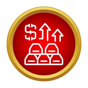 Gold bars increasing in value with dollar sign arrows Stock Illustration