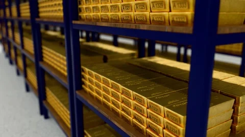 Gold Bars Inside Secure Vault, Wealth and Financial Security Concept Stock Footage 328633644