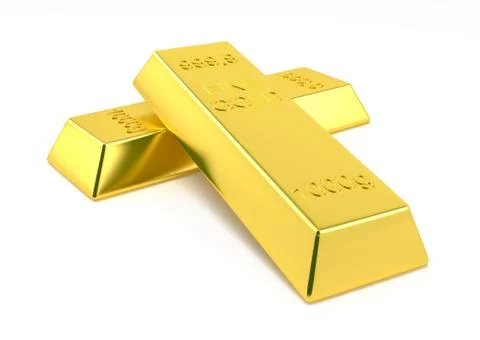 Gold bars isolated on white background Stock Illustration
