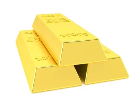 Gold bars isolated on white background Stock Illustration