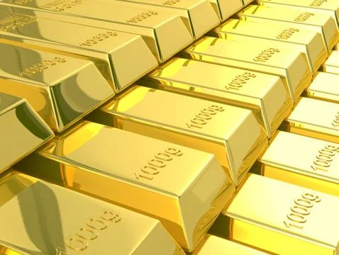 Gold bars isolated on white background Stock Illustration
