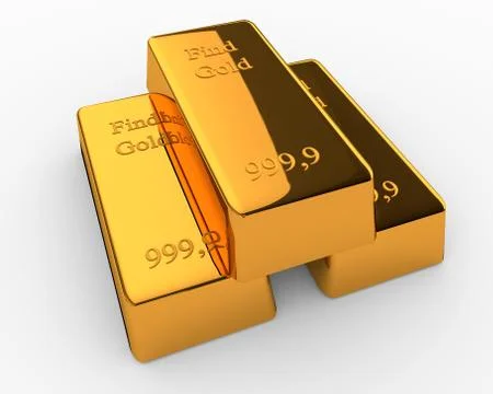 Gold bars isolated on white background Stock Illustration