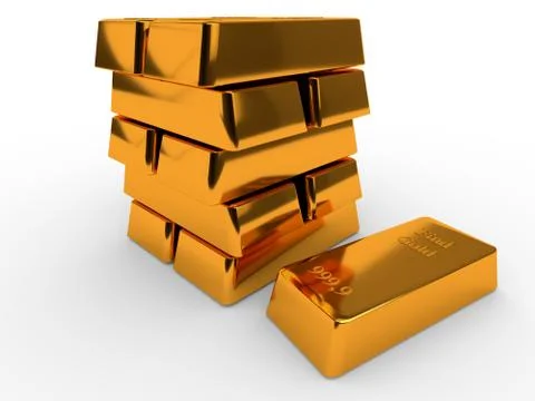 Gold bars isolated on white background Illustrazione stock