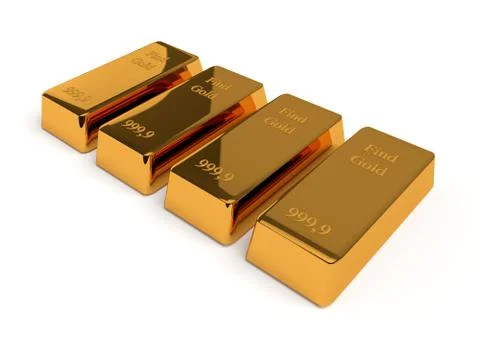 Gold bars isolated on white background. Finance concept Stock Illustration