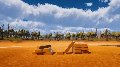Gold bars lying on the floor with a low poly 3d render digital backdrop Illustrazione stock