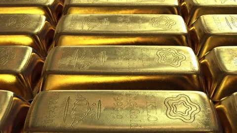 Gold Bars Mid Render Shot Using 3ds Max Stock Illustration