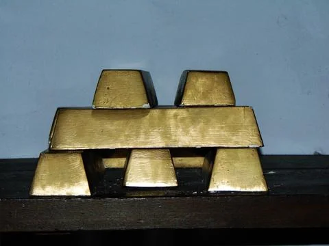 Gold bars at the museum Stock Photos