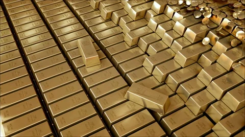 Gold Bars realistic 3D animation Video stock 67356707