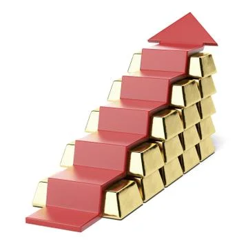 Gold Bars with Red Arrow Stockillustratie