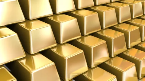 Gold Bars repeatly move  Stock Footage 880671
