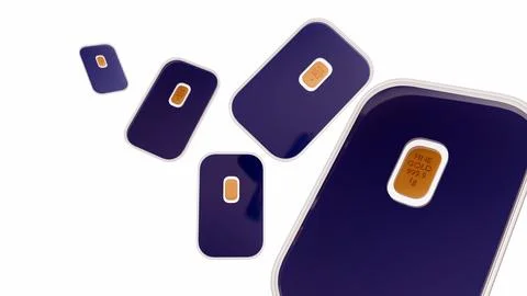 Gold bars sealed in an assay package that acts as a Certificate of Authenticity. Stock Illustration