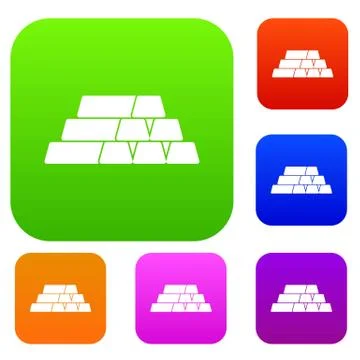 Gold bars set collection Stock Illustration