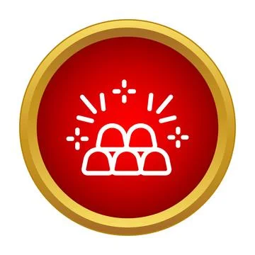 Gold bars shining inside a red circle with a golden frame Stock Illustration