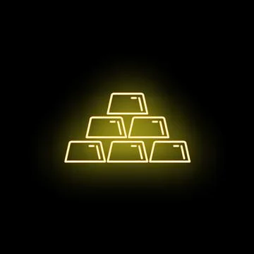 Gold bars stack in financial wealth neon icon Stock Illustration