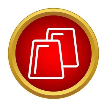 Gold bars stack flat icon in red circle Stock Illustration