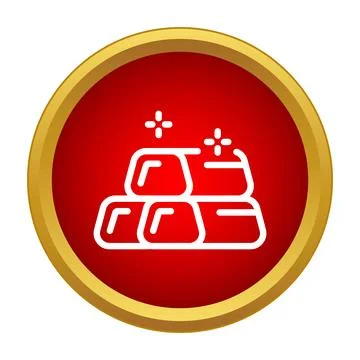 Gold bars stack flat line vector icon Stock Illustration