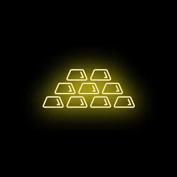 Gold bars stack glowing neon icon Stock Illustration