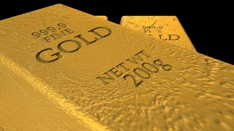 Gold bars stacked Stock Footage 124696167