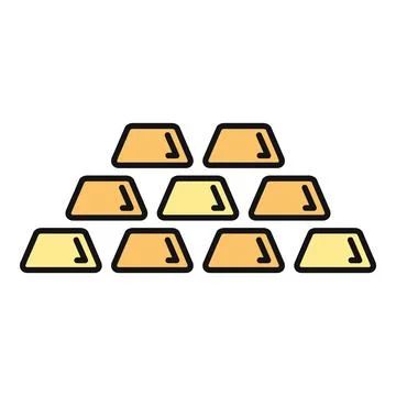 Gold bars stacked forming pyramid financial icon Stock Illustration