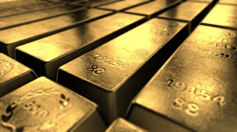 Gold bars stacked up in perfect rows. Concept of banking and ultimate wealth. Stock Footage 61075169