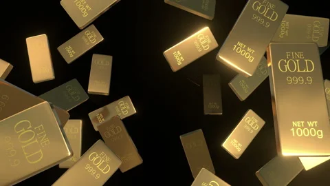 Gold Bars Tunnel Background Stock-Footage 253108864