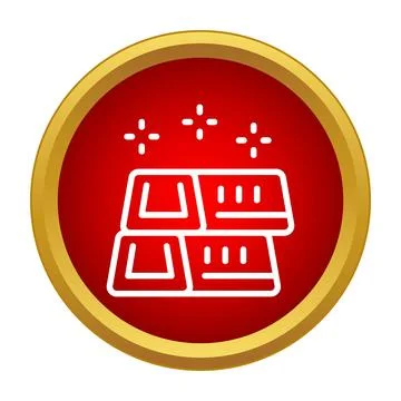 Gold bars wealth icon with red circle outline Stock Illustration