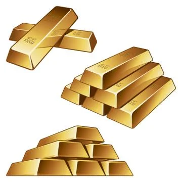 Gold bars on white background Stock Illustration