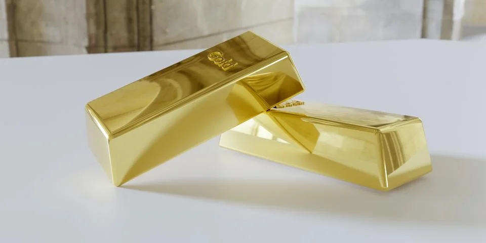 Gold bars on a white background Illustrazione stock