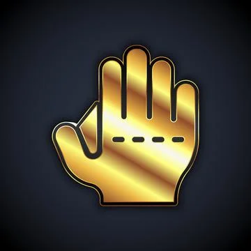 Gold Baseball glove icon isolated on black background. Vector Stock Illustration