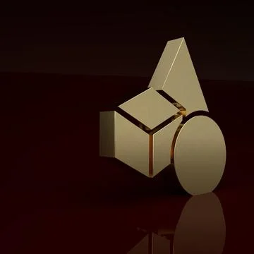 Gold Basic geometric shapes icon isolated on brown background. Minimalism Stock Illustration