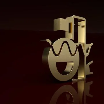 Gold Basic geometric shapes icon isolated on brown background. Minimalism 스톡 일러스트
