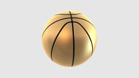 Gold Basketball Ball Loop With Alpha Channel Stock Footage 338188335
