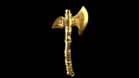 Gold Battle Axe Stock Footage 61566304