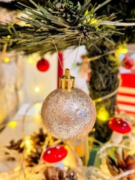 A gold bauble 스톡 사진