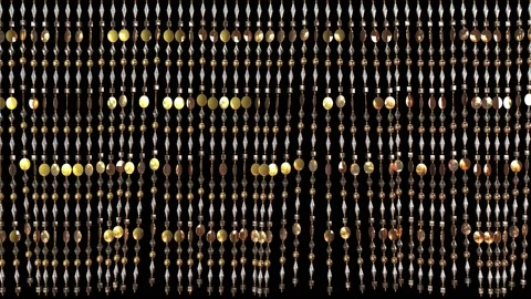 Gold beaded curtain loopable and with alpha matte Stock Footage 152331857