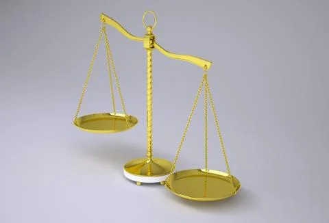 Gold beam balance with shadow. Perspective view Illustrazione stock