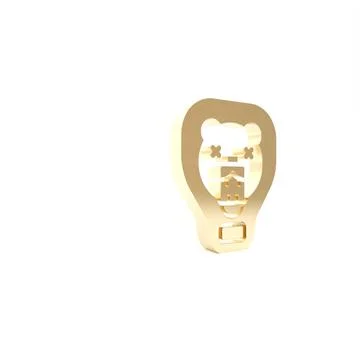 Gold Bear head on shield icon isolated on white background. Hunting trophy on Stock Illustration