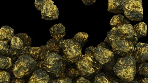 Gold bearing ore chunks falling from the top filling up the volume Stock Footage 270760625