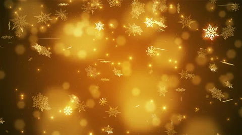 Gold beautiful falling snowflakes Stock Footage 56258495